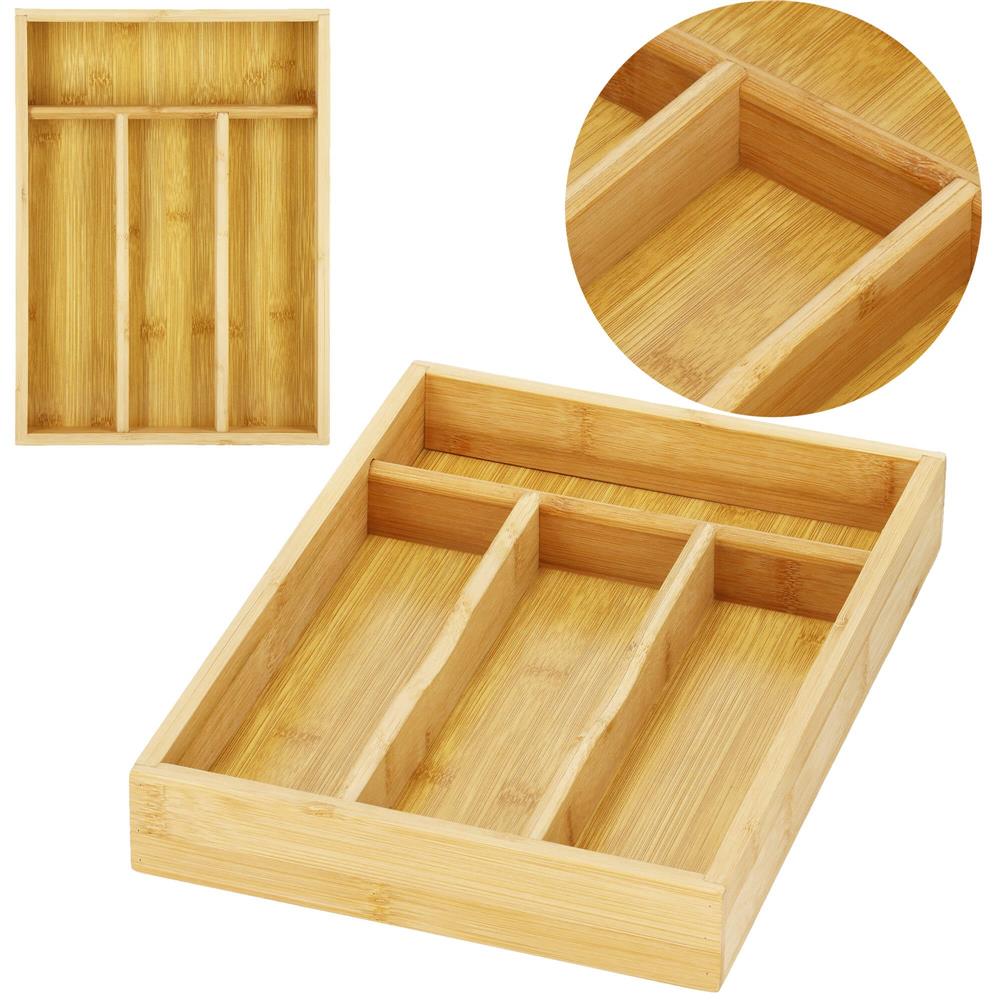 Organizator tacamuri si ustensile bucatarie, bambus, 25x34x4.5cm