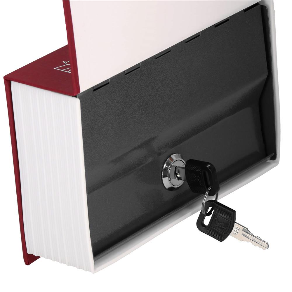 Caseta de valori, cutie metalica cu cheie, portabila, tip carte, Dictionar, burgundy, 26.5x20x6.5 cm