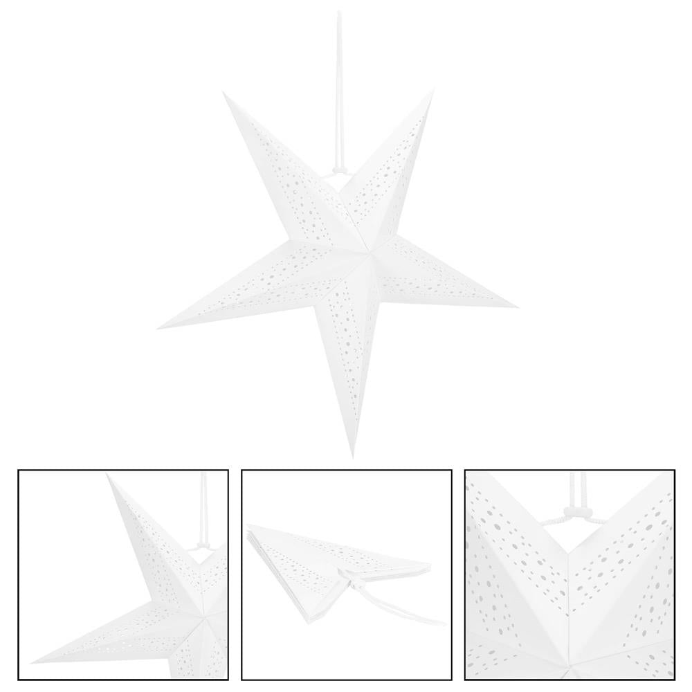 Stea decorativa 3D din hartie ajurata, 60cm, alba