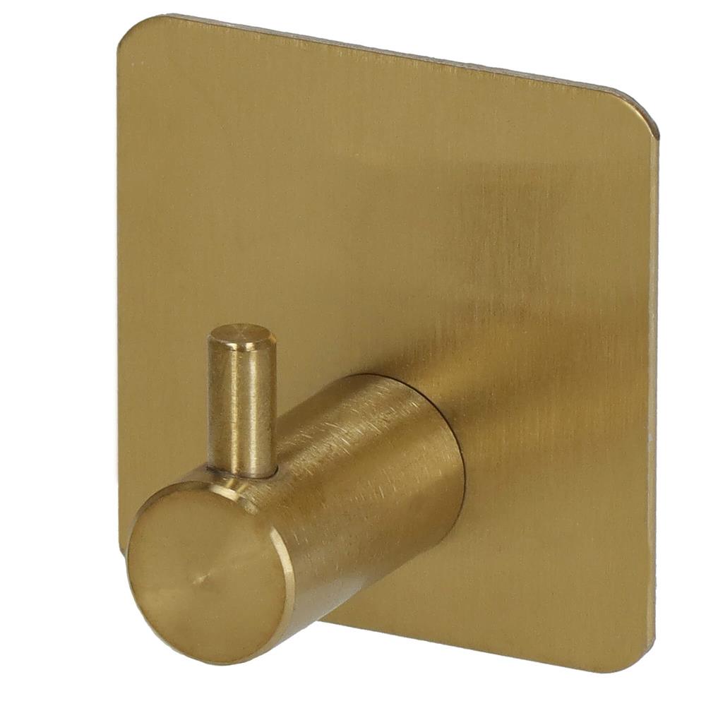Set 4 agatatori tip cuier pentru baie, sistem fixare inclus, aluminiu, auriu
