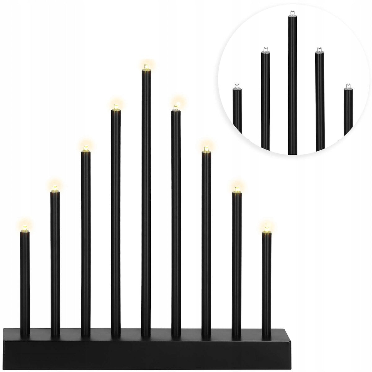 Lumanari decorative de Craciun, 9 becuri tip LED, culoare negru