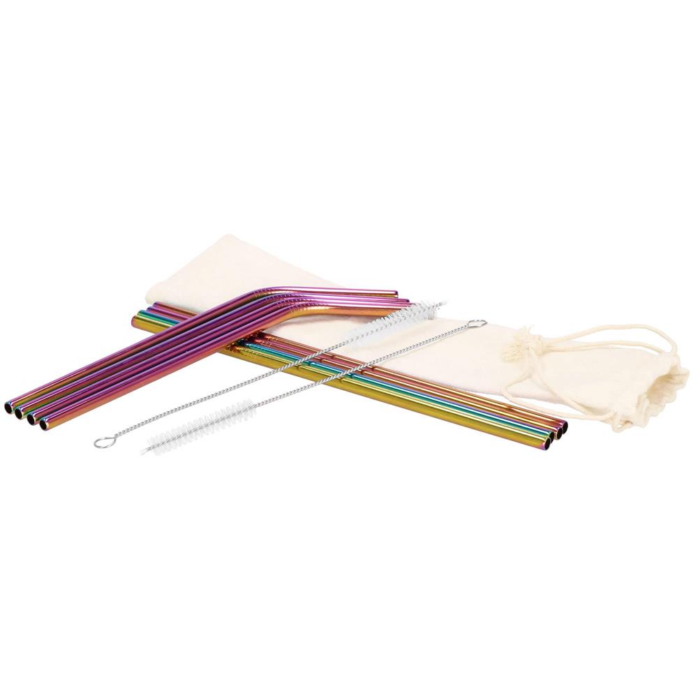 Set 8 paie metalice multicolor (holo), reutilizabile, cu husa depozitare si perii curatat, 215x6 mm