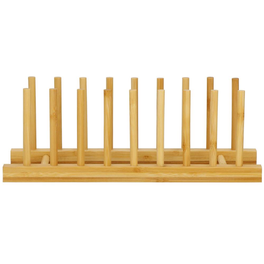 Suport organizare farfurii sau capace oala, din bambus, 34x13x13cm, natur
