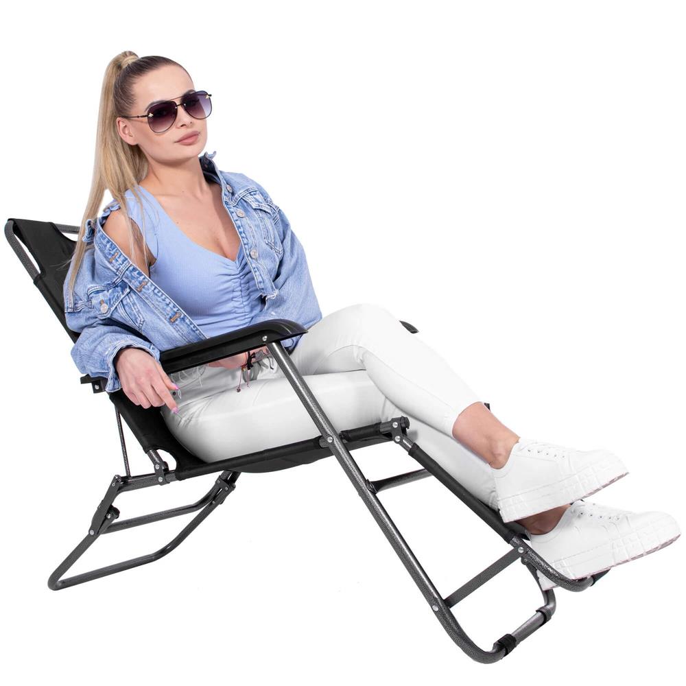 Sezlong pliabil Relax Zero Gravity, 80x60x153cm, negru