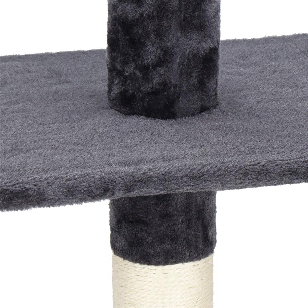 Ansamblu de joaca pentru pisici, tip stalp de catarat pana la tavan, inaltime reglabila, 240 - 265 cm, gri inchis
