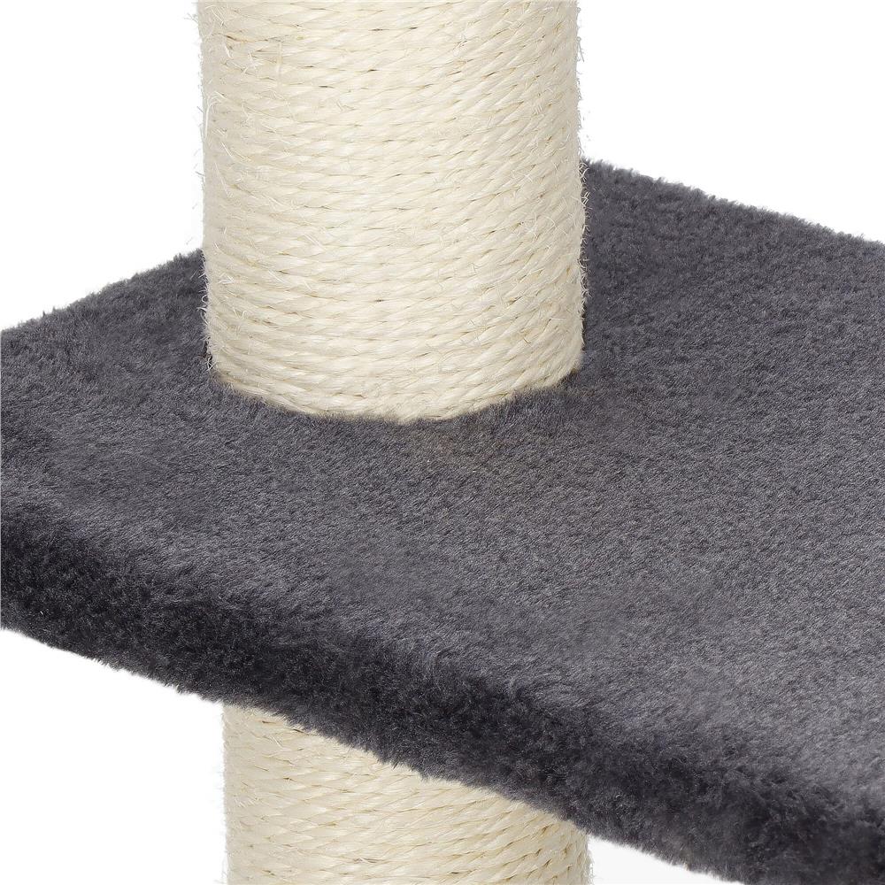 Ansamblu de joaca pentru pisici, cu loc pentru zgariat, ascuns, culcus, minge, 67cm, crem