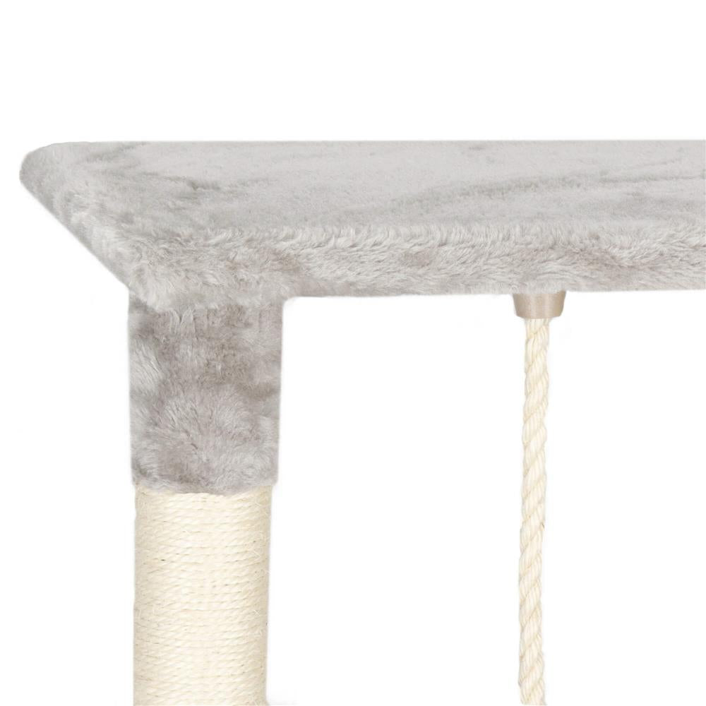 Ansamblu de joaca pentru pisici, cu loc pentru zgariat, ascuns, culcus, sfoara, 96cm, gri