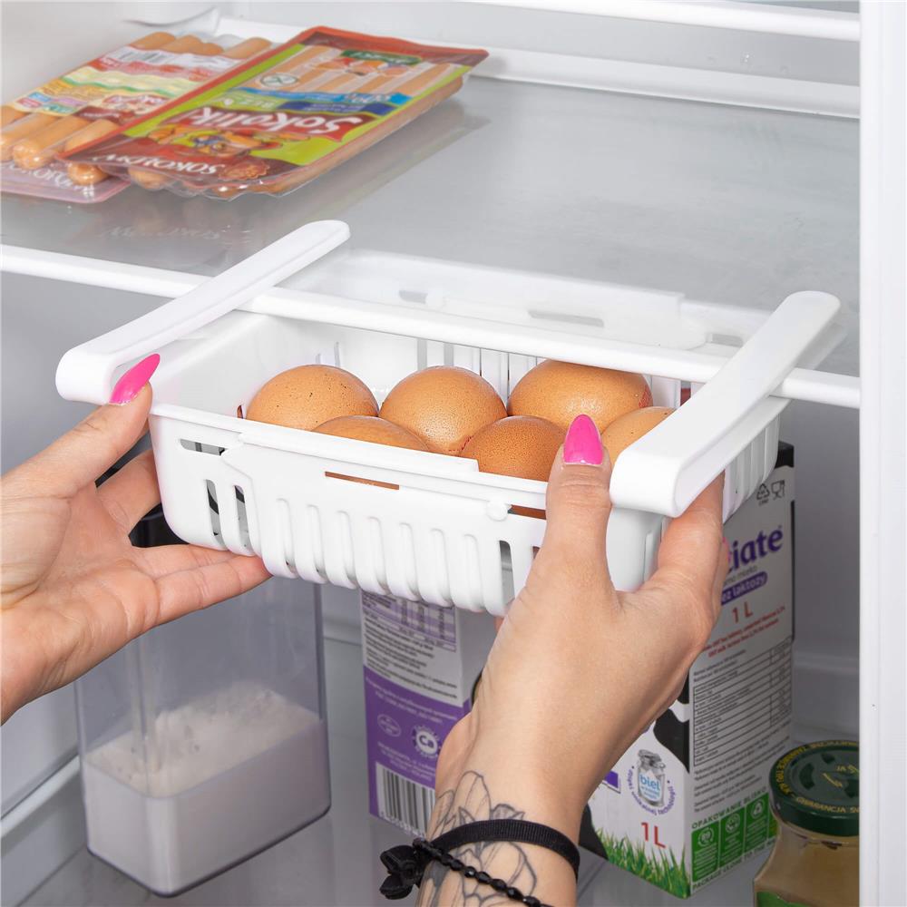 Organizator frigider, model cos extensibil, 16x28.5cm, alb