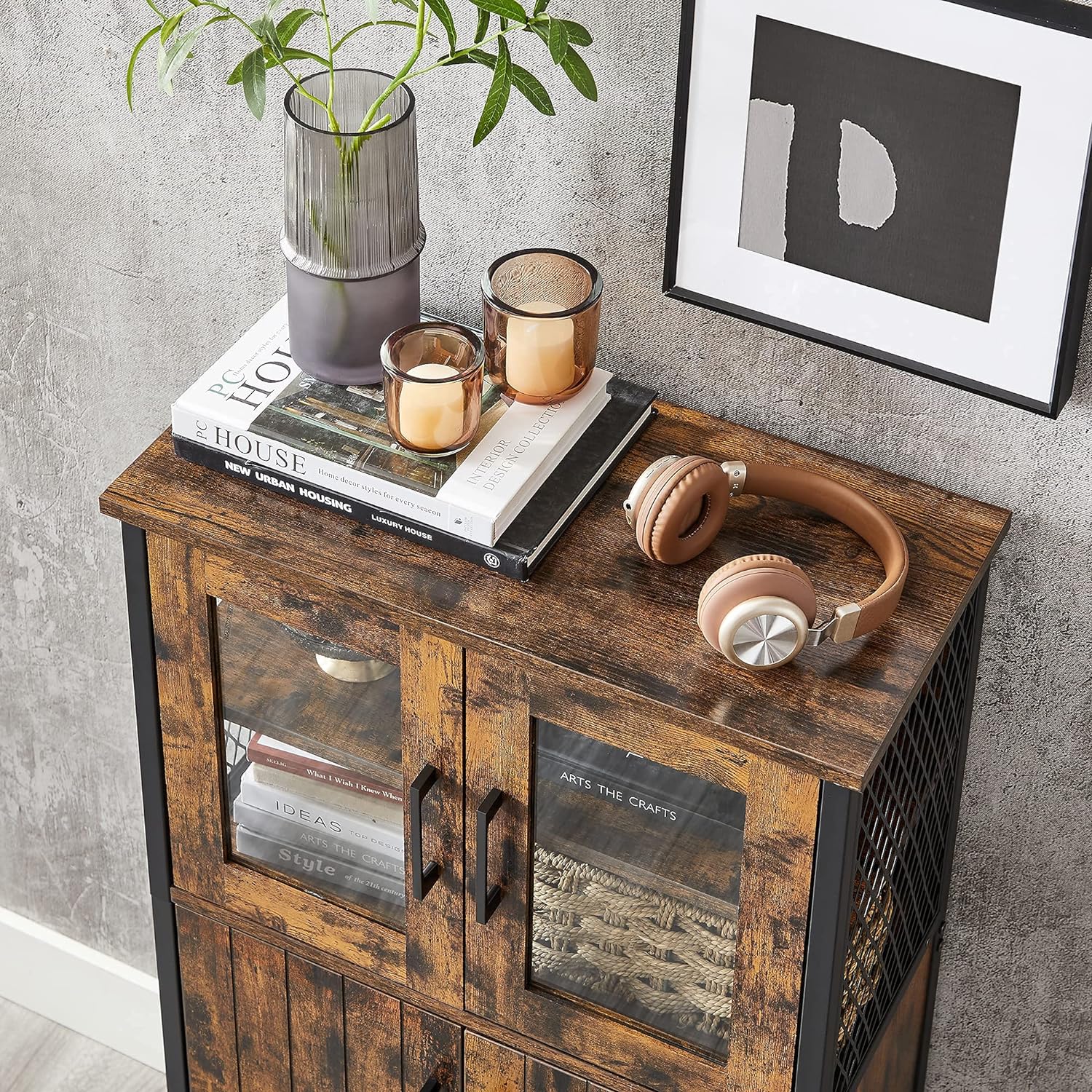 VASAGLE Dulap multifunctional pentru baie, stil industrial, 60x30x108cm, maro rustic si negru