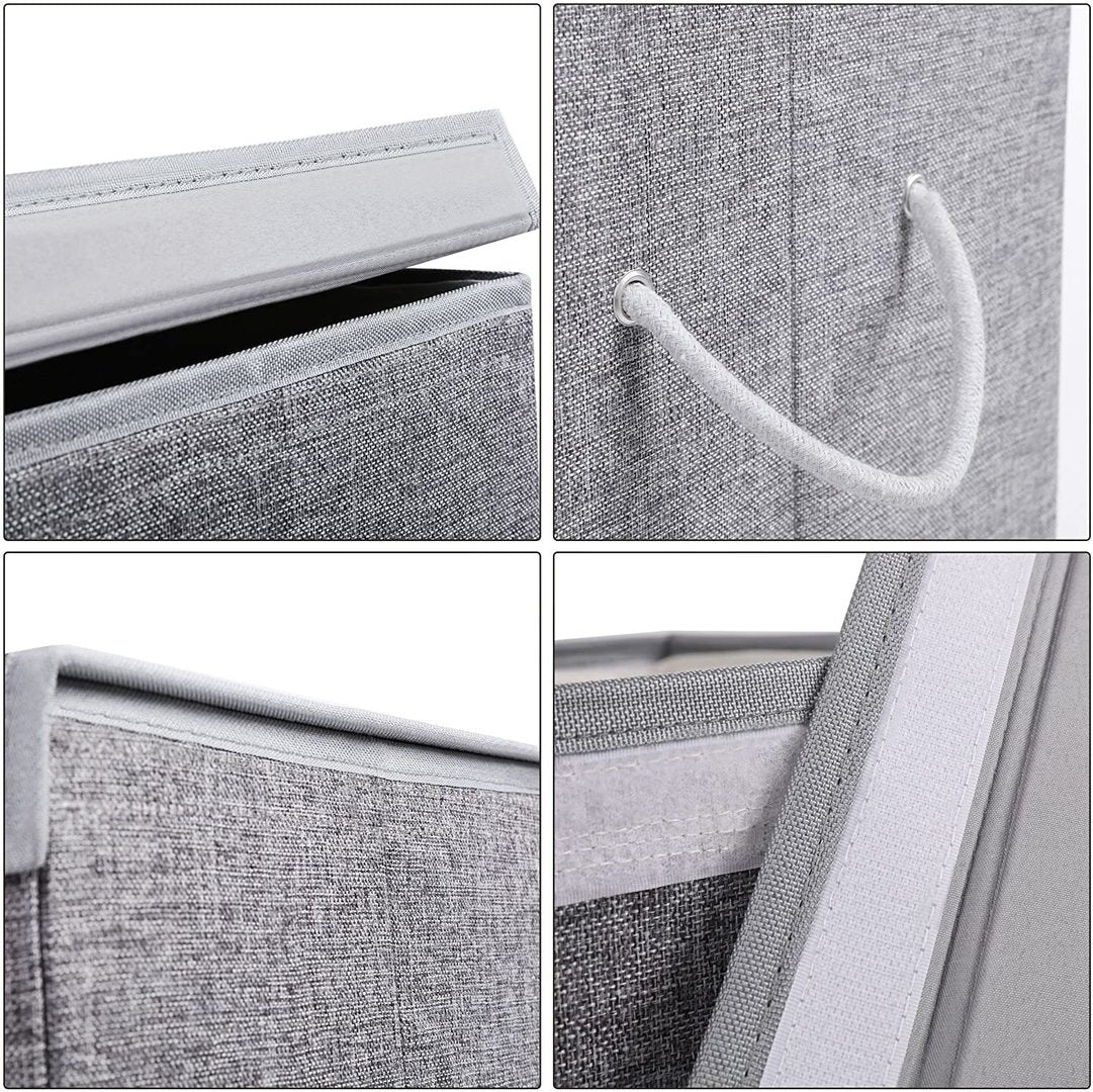 SONGMICS Cos de rufe textil, pliabil, 2 compartimente, saci detasabili, 142L, 60x36x66cm, gri