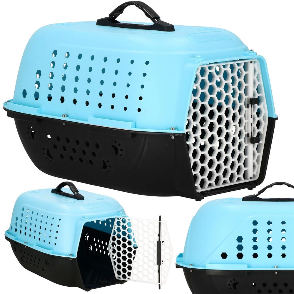 Cusca transport animale, 48x33x28 cm, maxim 7kg, negru albastru