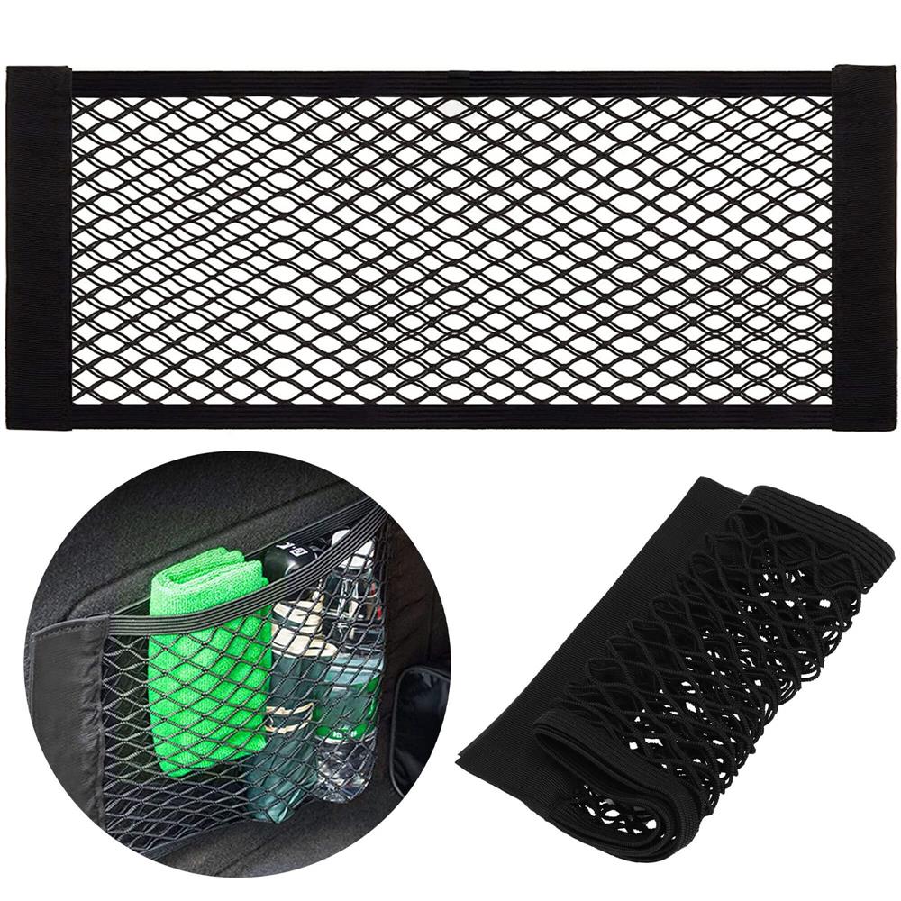 Organizator pentru portbagaj cu plasa, instalare cu arici, 24x50-70cm, negru