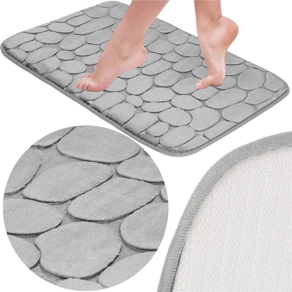 Covoras de baie antiderapant cu uscare rapida, 60x40 cm, gri