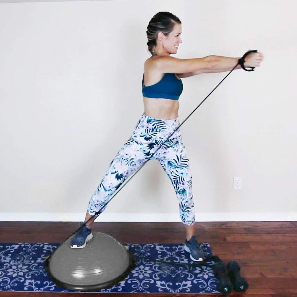 Minge fitness pentru echilibru, cu extensoare si pompa inclusa, 200kg, 57x25cm, gri