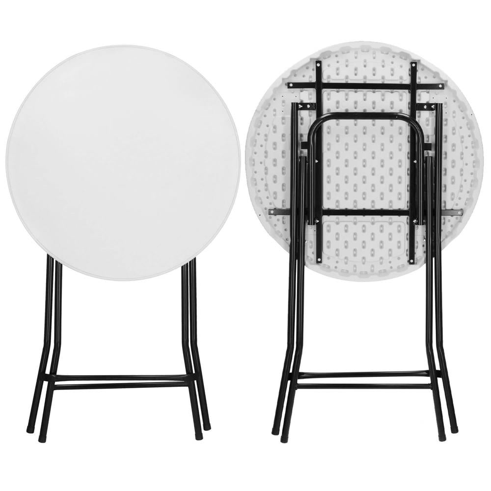 Masa catering profesionala pentru evenimente, inalta, cu picioare metal pliabile, rotunda, d 80 cm, h 110 cm, alb - 12