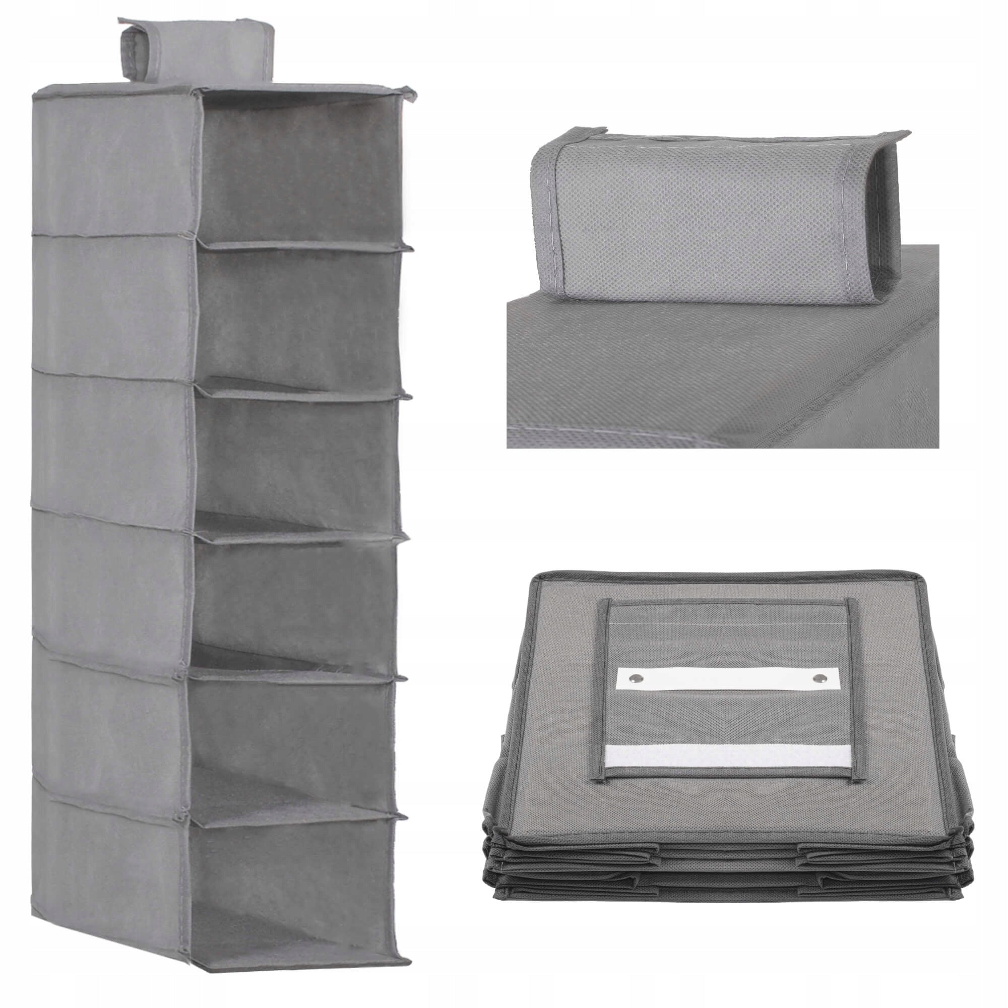 Organizator dulap Sersimo, 6 compartimente, textil, 120cm, gri