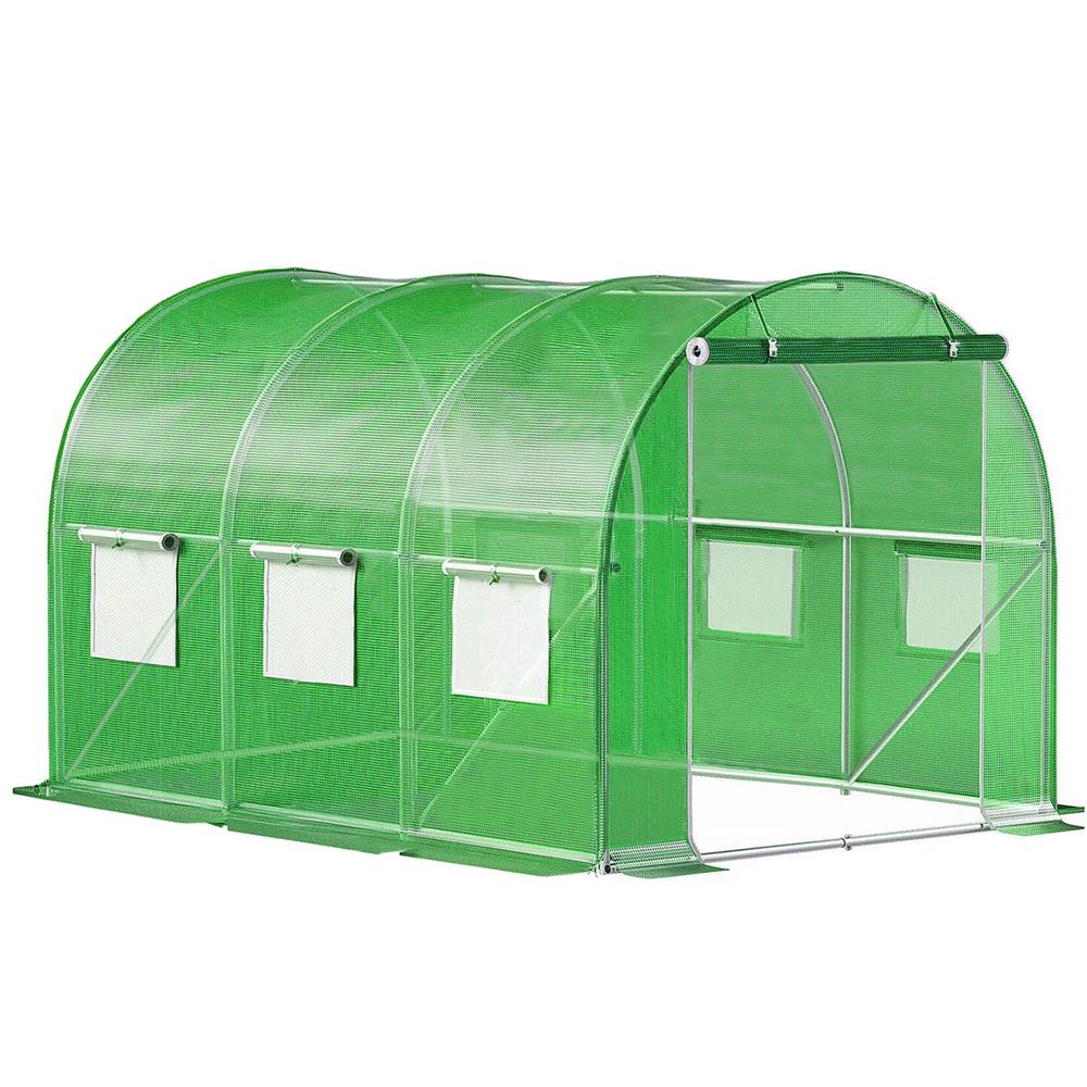 Folie inlocuire pentru sera 300x200x200 cm, PE 140g/mp cu plasa PP, UV4, 6 ferestre si usa cu fermoar, verde