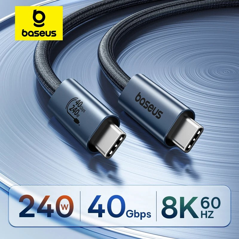 CABLU alimentare si date Baseus Flash Series 2 USB4, Fast Charging Data Cable pt. smartphone, video 8K@60Hz, USB Type-C la USB Type-C 240W, 1m, negru "P10311803111-00" - 6932172648817