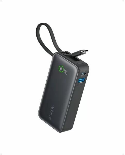 POWER BANK Anker "Nano" 10.000 mAh, 30W PD si Power IQ 3.0, 1 x USB, 1 x USB-C, cablu USB-C, incarcare bidirectionala, 213 G, negru, "A1259G11" - 194644170868