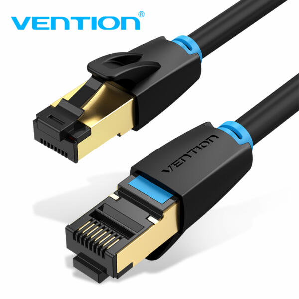 Patch Cord S/FTP Vention, 2m, Cat 8, RJ-45 (T) la RJ-45 (T), 40 Gbps, 28 AWG, ecranat, conectori auriti, negru 