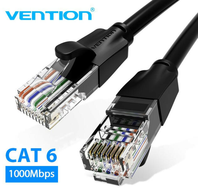 Patch Cord UTP Vention, 8m, Cat 6, RJ-45 (T) la RJ-45 (T), 26 AWG, negru, "IBEBK" - 6922794745049