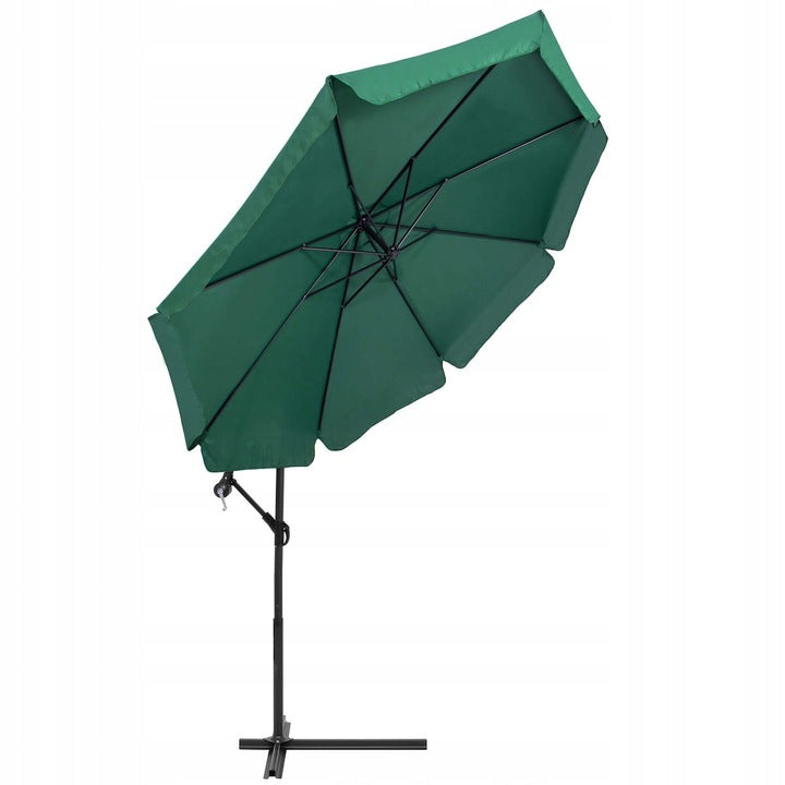 Umbrela de gradina cu brat lateral banana, cu husa, 300cm, verde