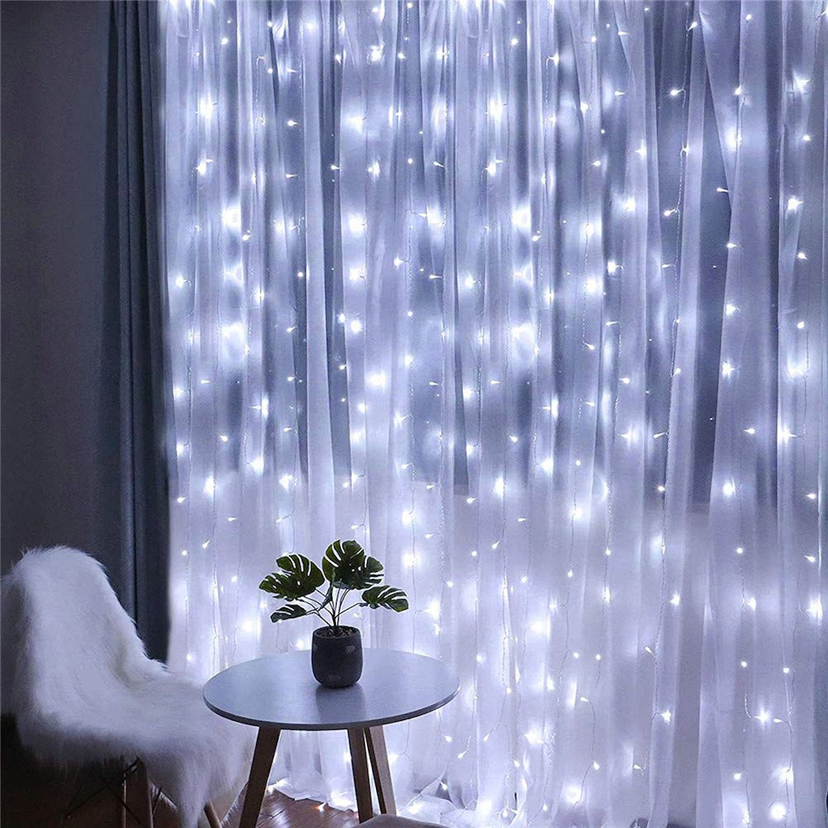 Ghirlanda luminoasa tip perdea 400 LED-uri, 3m, pentru interior/exterior, iluminare alba