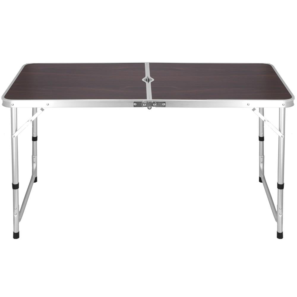 Set masa camping pliabila blat MDF cu 4 scaune, 120x60x60/70cm, Maro Negru
