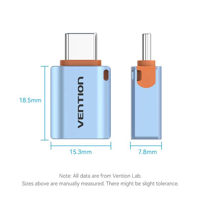 Adaptor USB Vention, OTG, USB-C (T) la USB 3.1 (M), 10Gbps, PVC, albastru, 