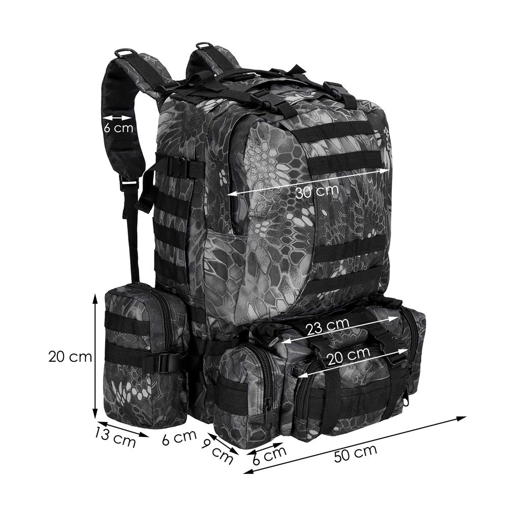 Rucsac militar pentru drumetie, impermeabil, ultra usor, 50litri, gri