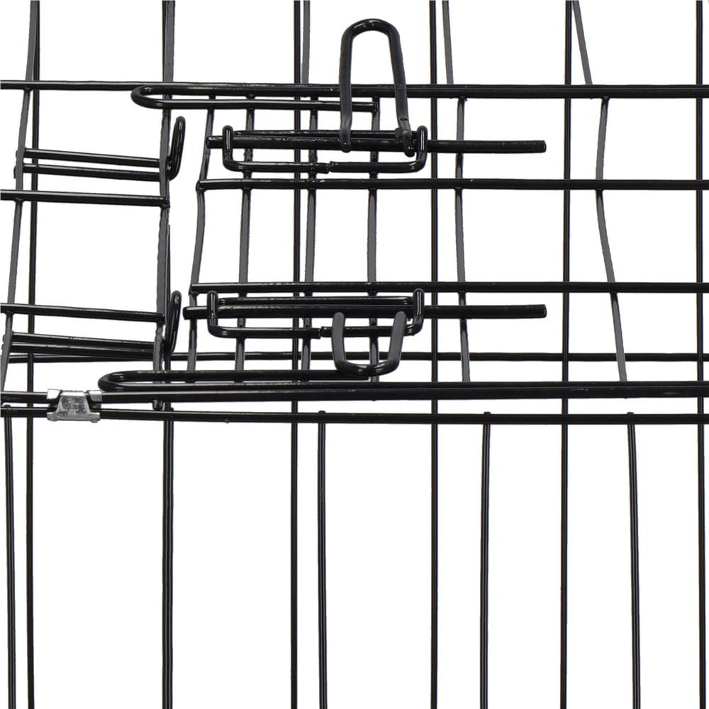 Cusca pentru animale, 2 usi, Pliabila din metal, XXL, Negru, 130x70x61 cm