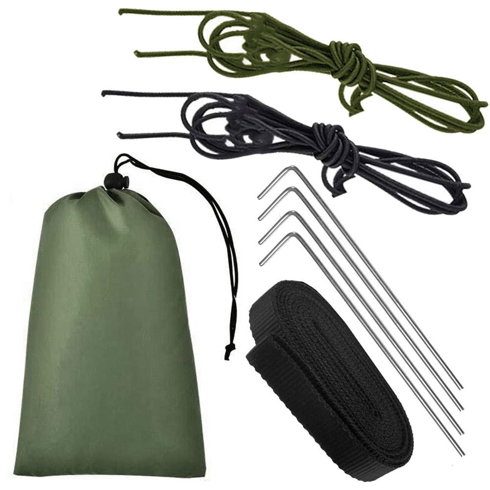 Hamac dublu din material parasuta 140x260cm, cu plasa de tantari si baldachin impermeabil, 200kg, verde