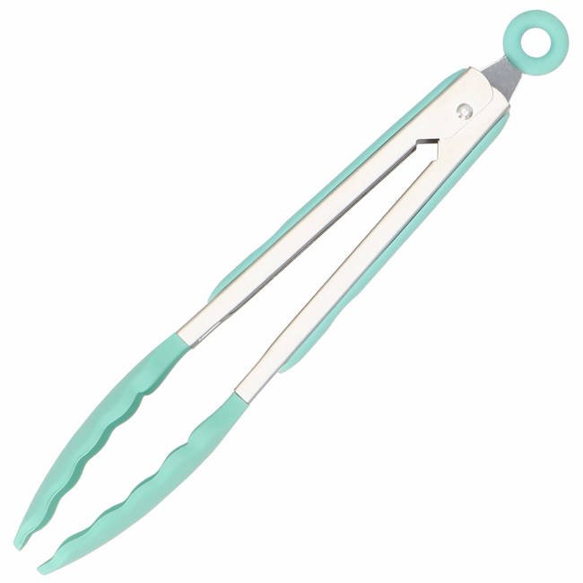 Set Sersimo 12 ustensile de bucatarie din silicon termorezistent si maner din bambus, verde