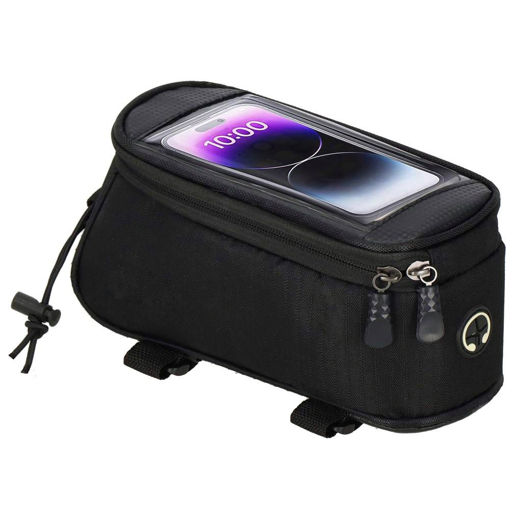 Geanta bicicleta impermeabila, cu buzunar pentru telefon, 19x10x10cm, negru