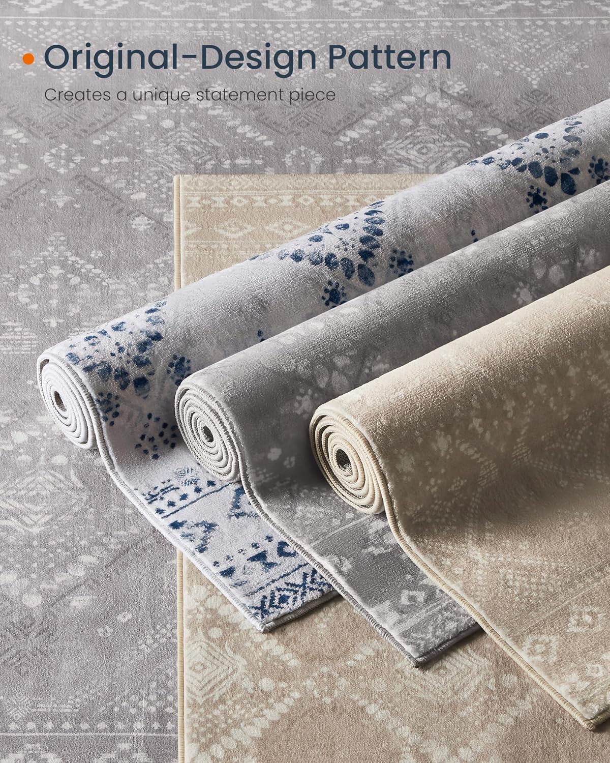 SONGMICS Covor decorativ antiderapant, stil boho, lavabil la masina, 80×150 cm, bej cappuccino