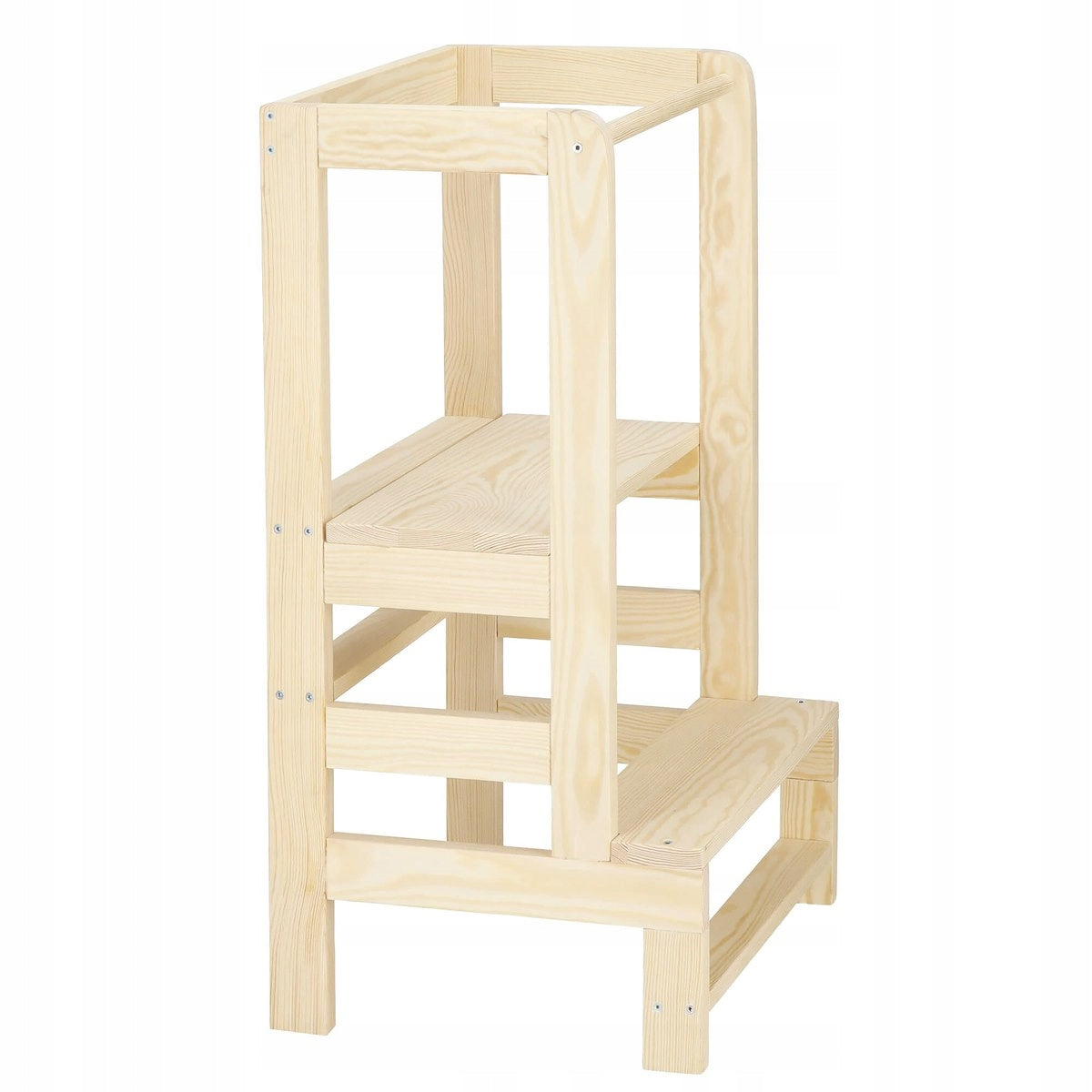 Turn de invatare inaltator multifunctional de bucatarie din lemn, ajustabil, autoasamblare, natur