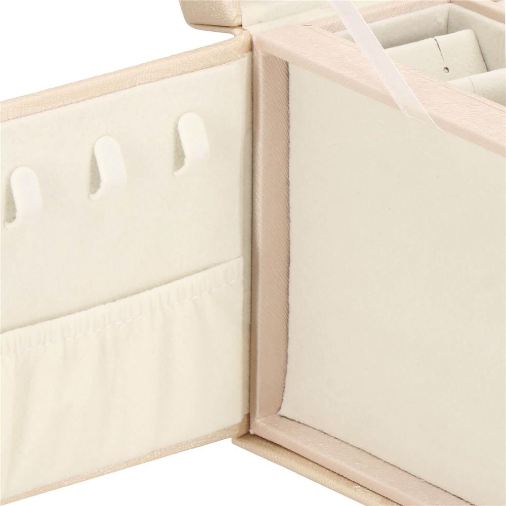 Cutie depozitare si organizare bijuterii, piele ecologica + velur, 18 x 13,5 x 14cm, crem