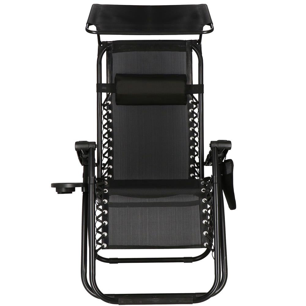Sezlong pliabil SERSIMO GC3, Relax Zero Gravity cu parasolar, 175cm, negru