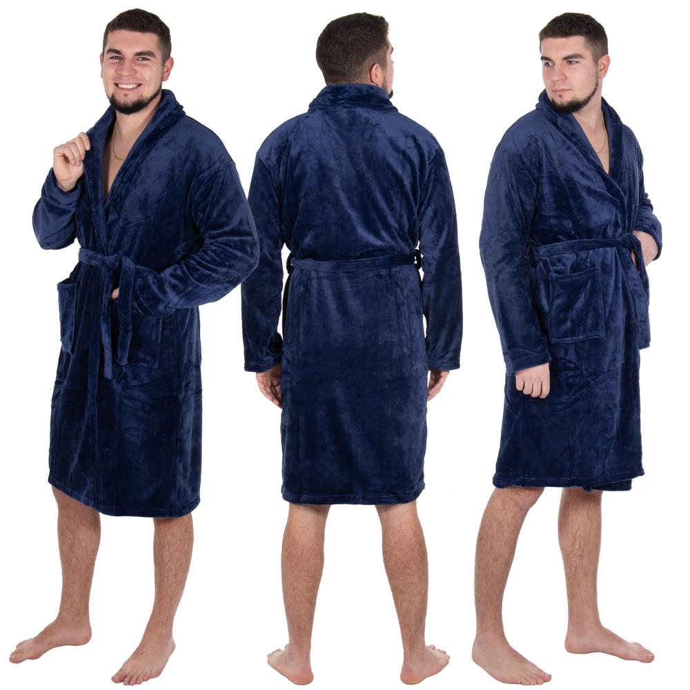 Halat de baie pentru barbati pana la genunchi, marimea L/XL, albastru marin