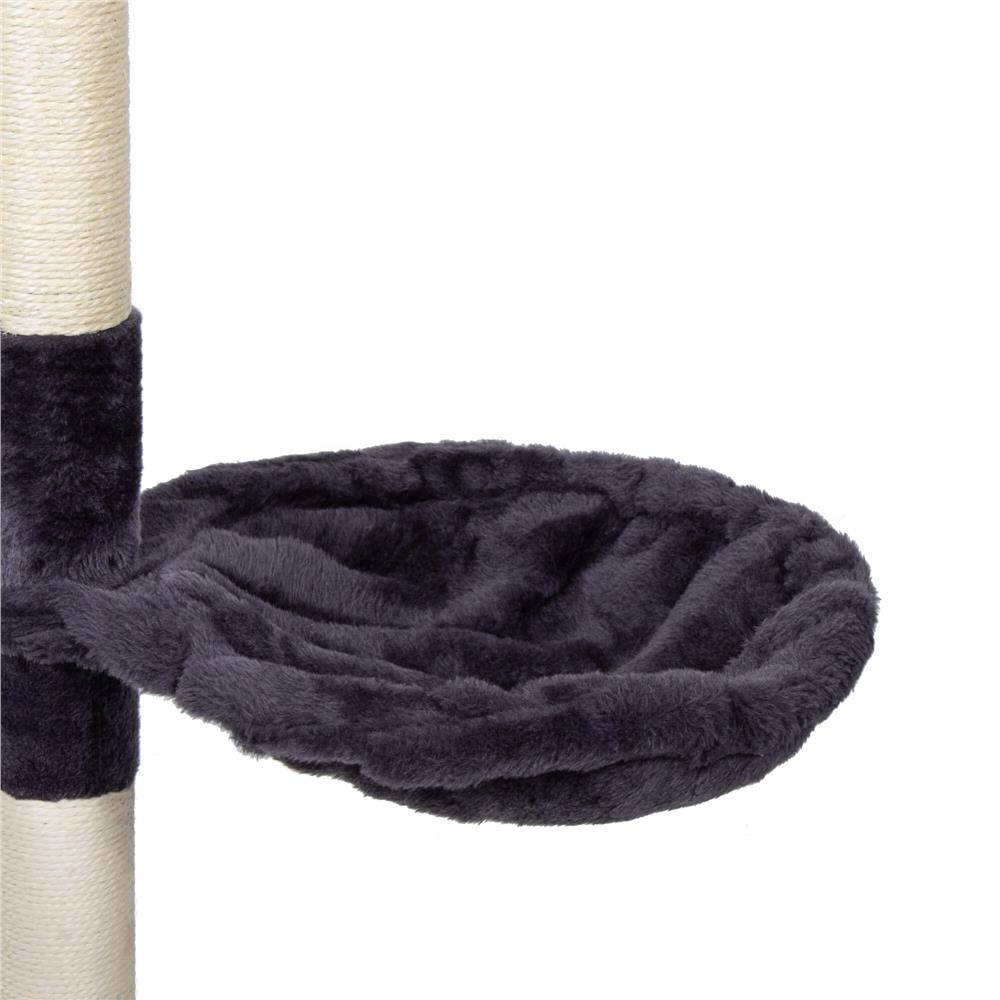 Ansamblu de joaca pentru pisici, cu loc pentru zgariat, ascuns, culcus, minge, sfoara, 203cm, gri inchis