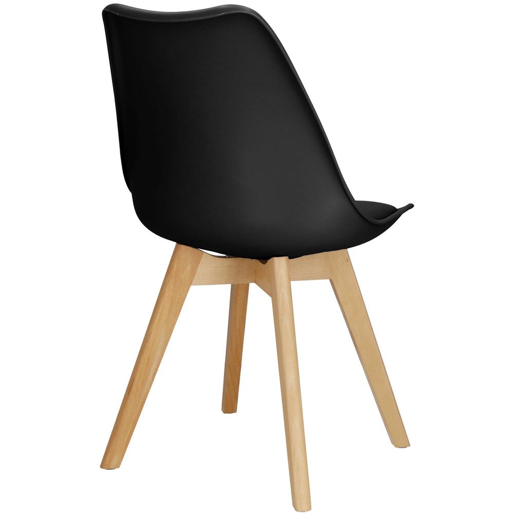 Set 4 scaune dining Verdhe pentru bucatarie cu perna tapitata cu piele ecologica, 44x82cm, negru