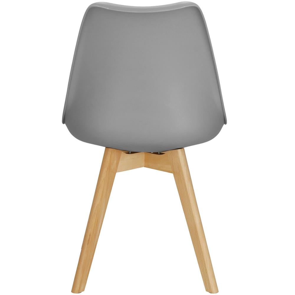 Set 4 scaune dining Verdhe pentru bucatarie cu perna tapitata cu piele ecologica, 49x82cm, gri