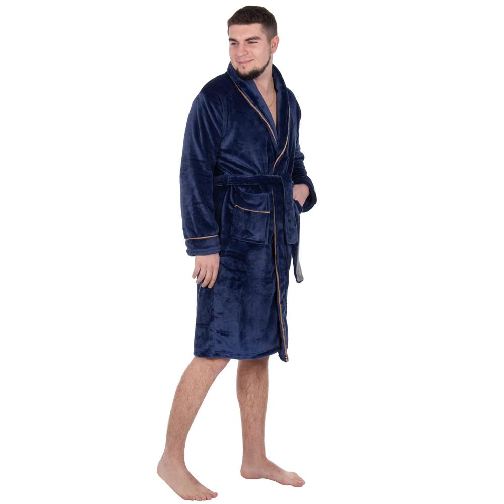 Halat de baie pentru barbati pana la genunchi, marimea L/XL, albastru marin