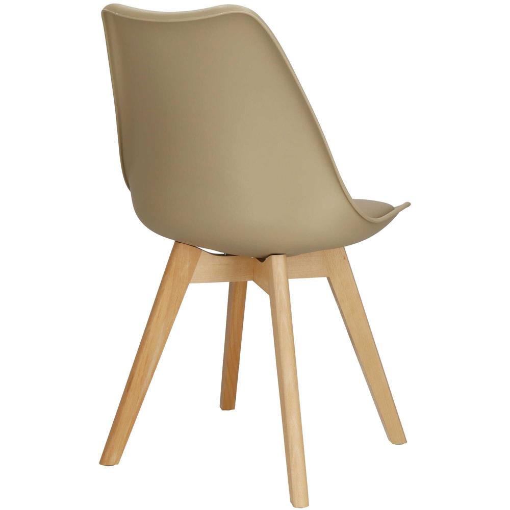 Set 4 scaune dining Verdhe pentru bucatarie cu perna tapitata cu piele ecologica, 44x82cm, maro
