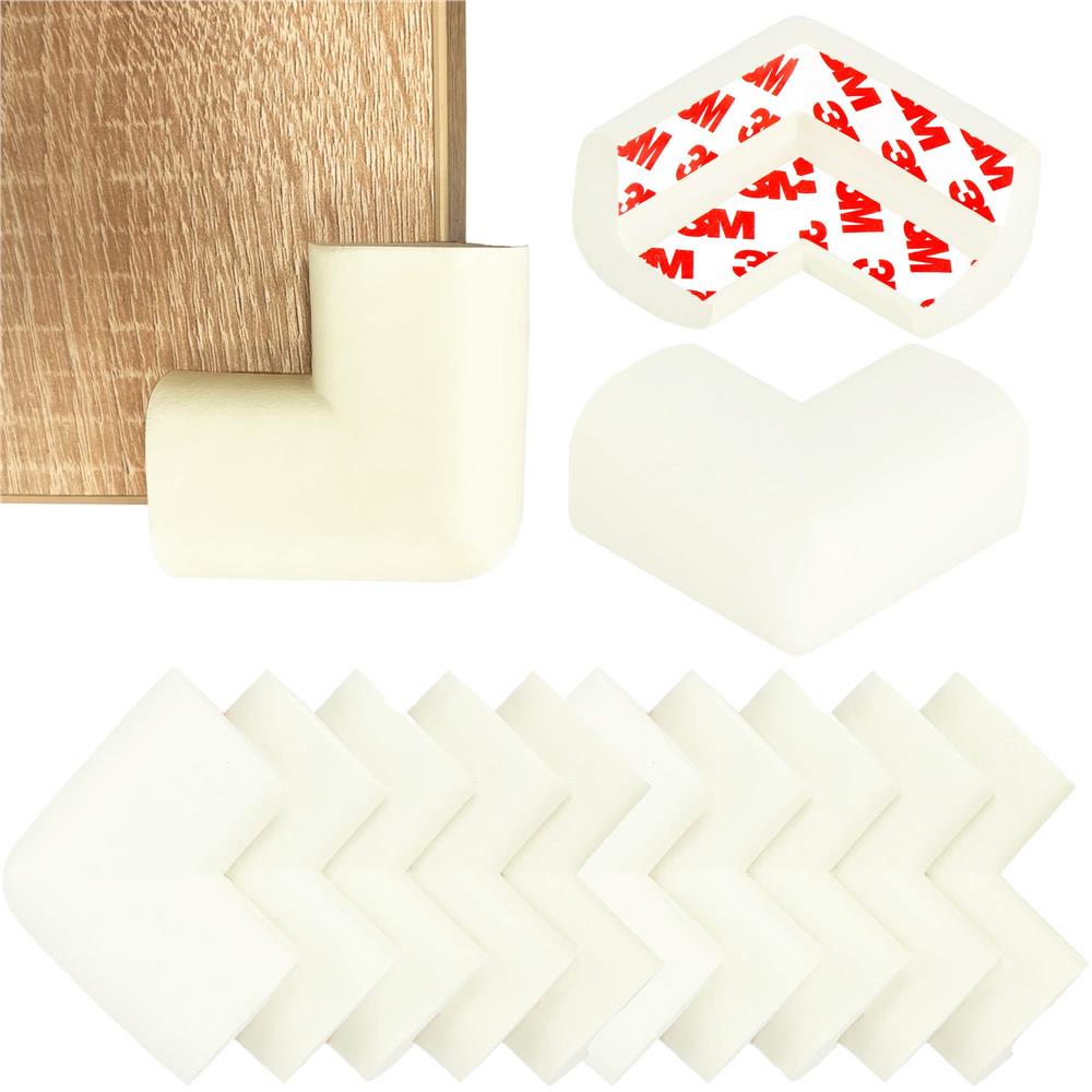 Set 10 protectii colturi pentru siguranta copii, 60x35mm, spuma EPE, crem