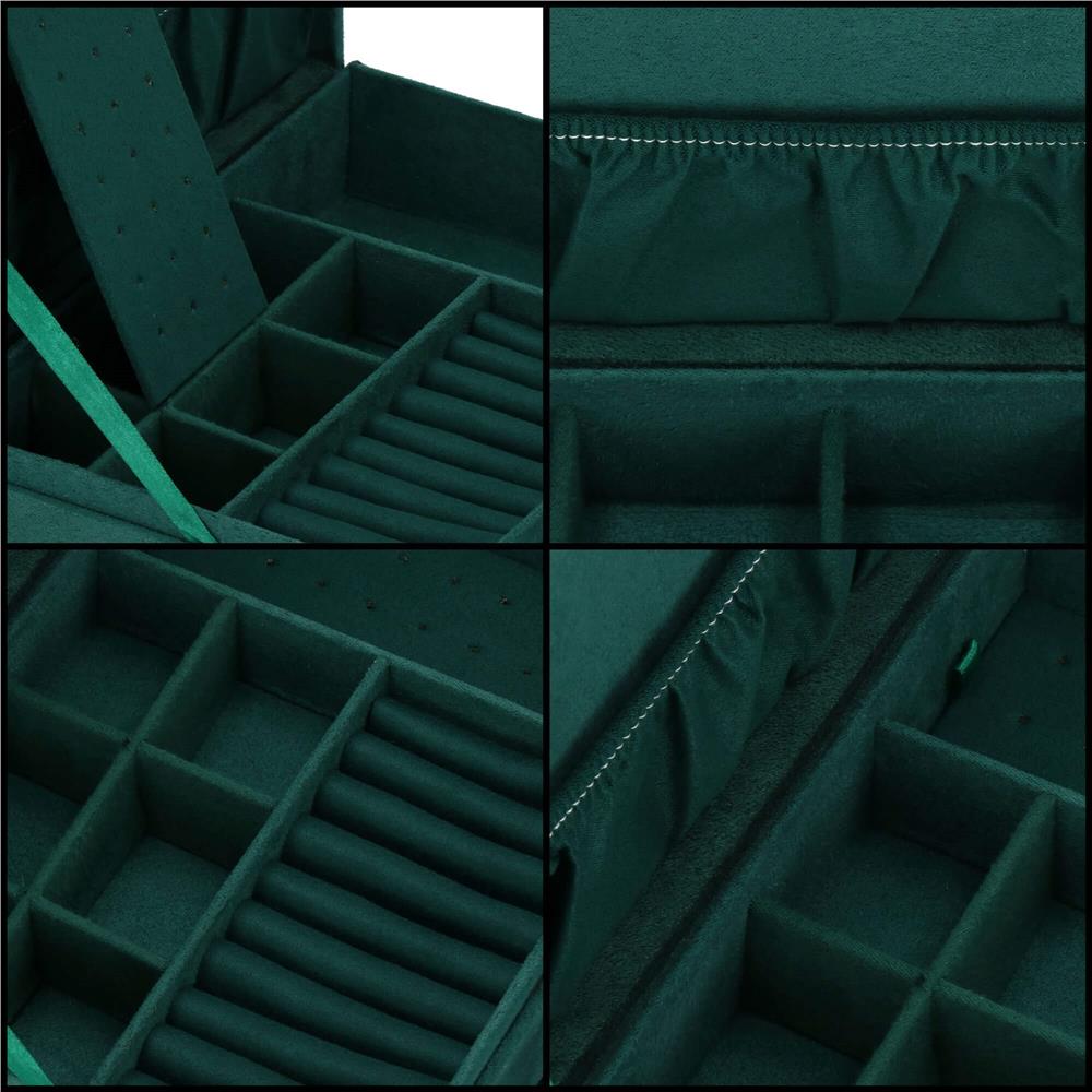 Cutie depozitare si organizare bijuterii, velur, 27 x 19 x 10,5 cm, verde