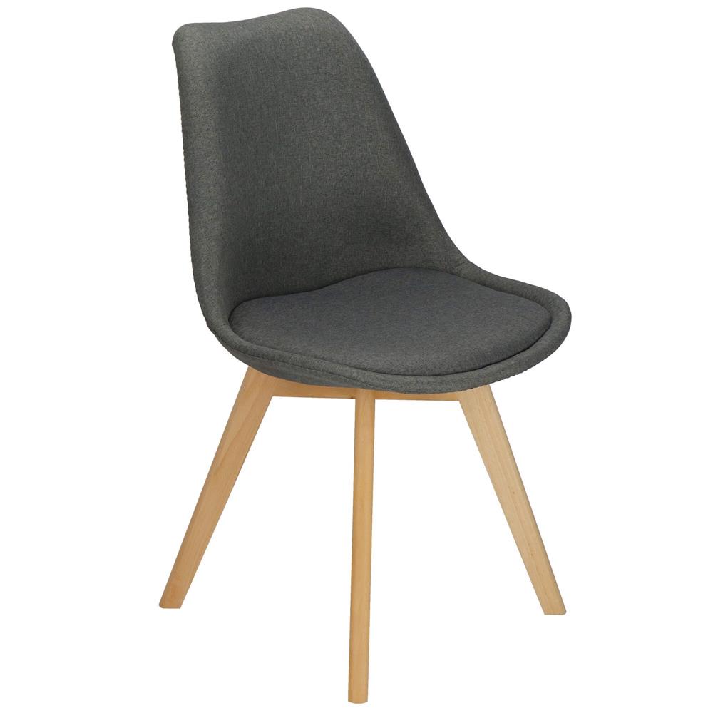Set 4 scaune dining Verdhe pentru bucatarie tapitat cu material din in, 44x80cm, gri