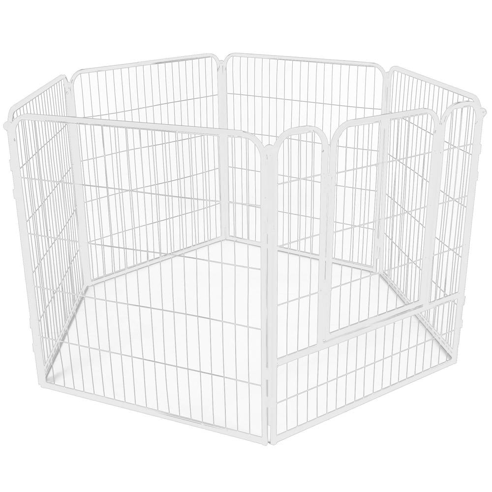 Tarc pentru animale de companie, din fier, forma configurabila, cu usa de acces, 4XL, 184x100x93cm, alb