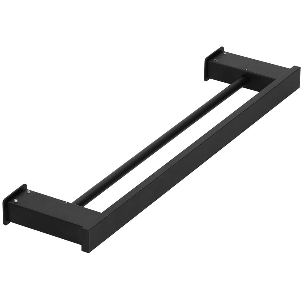 Suport prosoape pentru baie cu 2 sisteme de instalare, 2 brate, din aluminiu, 50x12cm, negru