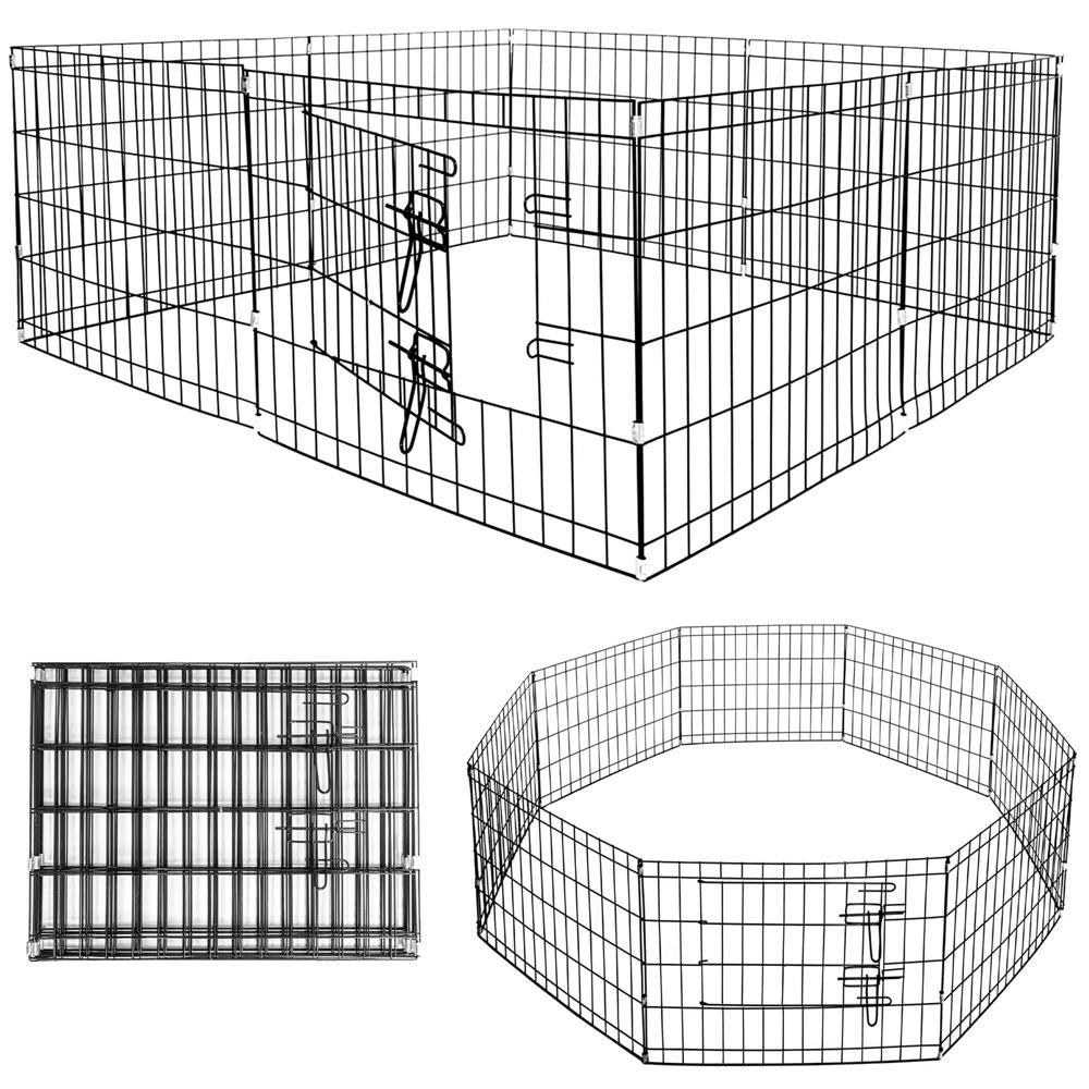 Tarc pentru animale de companie, din fier, forma configurabila, cu usa de acces, XXL, 120x120x60cm, negru